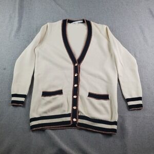 Veronica Beard Cardigan Womens Small Ivory Sweater Buttons Front Knit Chic